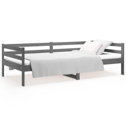 vidaXL Sofá cama madera maciza de pino gris 90x190 cm