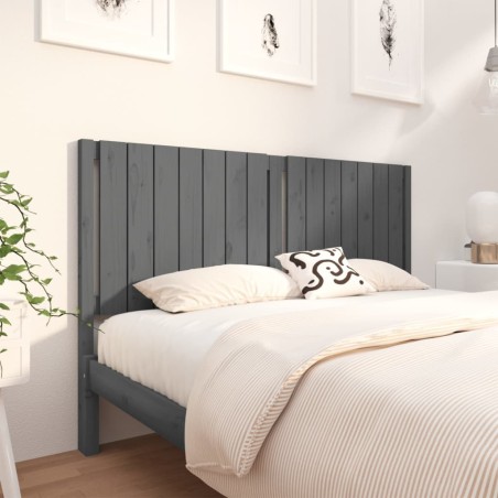 vidaXL Cabecero de cama madera maciza de pino gris 155,5x4x100 cm
