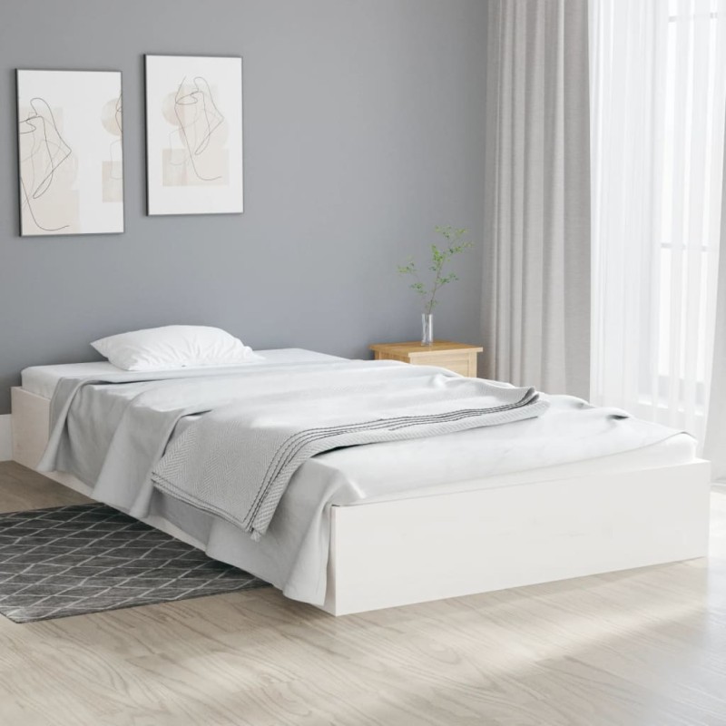 vidaXL Estructura de cama madera maciza blanca 100x200 cm