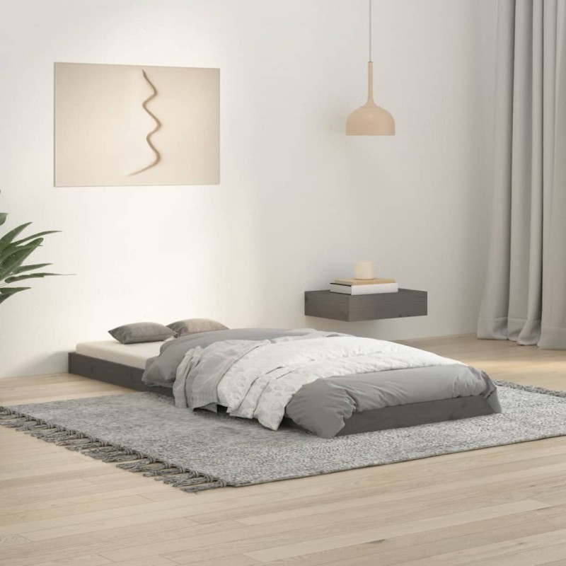 vidaXL Estructura de cama madera maciza pino gris 75x190 cm vidaXL Estructura de cama madera maciza pino gris 75x190 cm