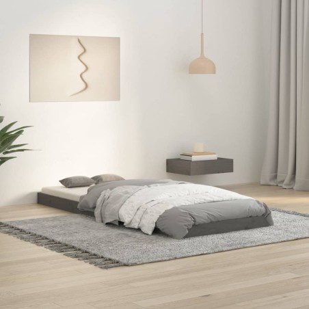 vidaXL Estructura de cama madera maciza pino gris 75x190 cm