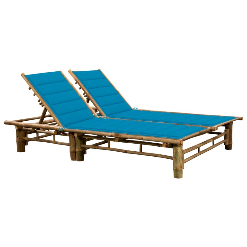 vidaXL Tumbona con cojines para 2 personas bambú vidaXL Tumbona con cojines para 2 personas bambú