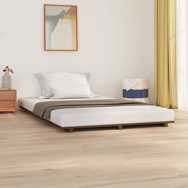 vidaXL Estructura de cama madera maciza de pino marrón miel 120x190 cm vidaXL Estructura de cama madera maciza de pino marrón miel 120x190 cm