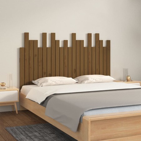 vidaXL Cabecero cama pared madera maciza pino marrón miel 140x3x80 cm