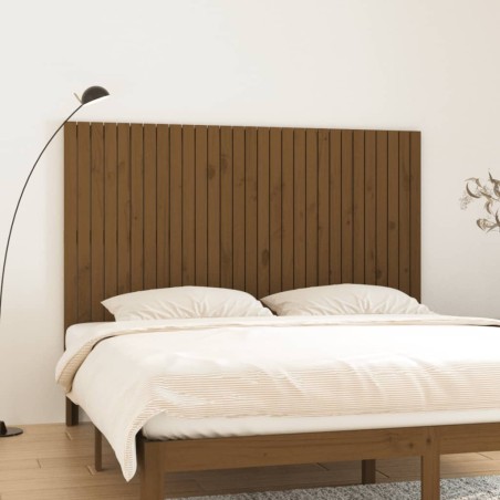 vidaXL Cabecero cama pared madera maciza pino marrón miel 185x3x110 cm