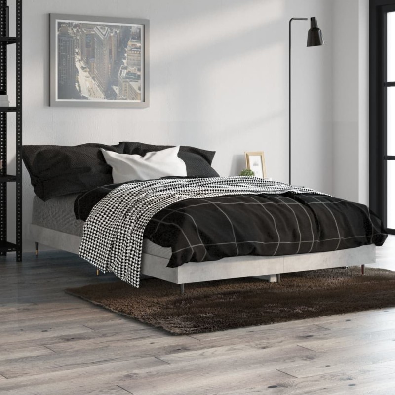 vidaXL Estructura de cama madera contrachapada gris hormigón 120x190cm