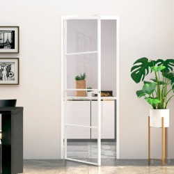 vidaXL Puerta de interior vidrio templado y aluminio blanco 76x201,5cm