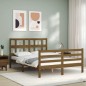 vidaXL Estructura cama y cabecero madera maciza marrón miel 140x200 cm