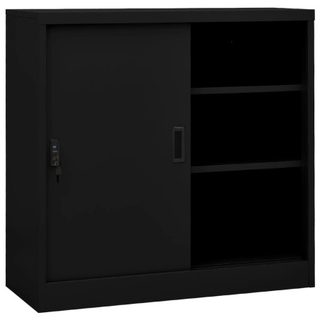 vidaXL Armario de oficina con puerta corredera acero negro 90x40x90cm