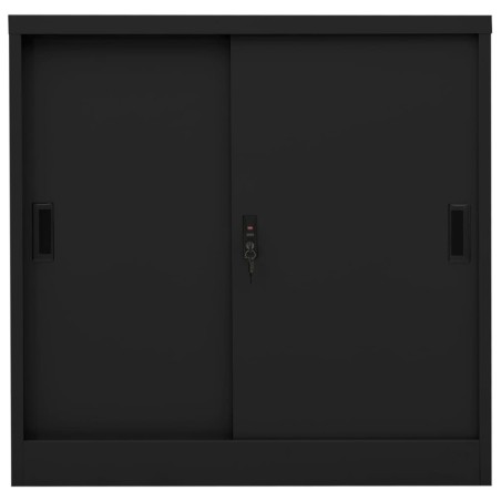 vidaXL Armario de oficina con puerta corredera acero negro 90x40x90cm