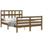 vidaXL Estructura cama y cabecero madera maciza marrón miel 140x200 cm