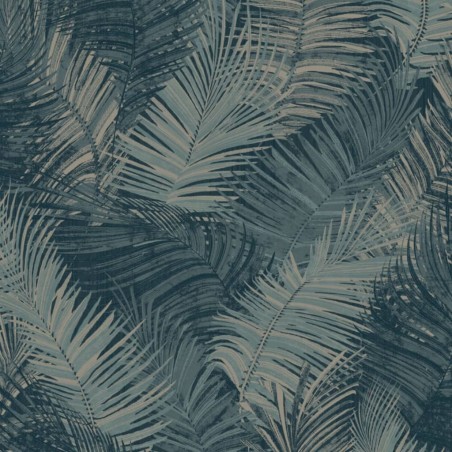 DUTCH WALLCOVERINGS Papel de pared Palm azul petróleo