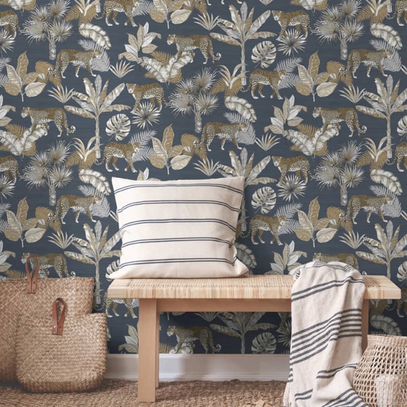 DUTCH WALLCOVERINGS Papel de pared leopardo negro y beige DUTCH WALLCOVERINGS Papel de pared leopardo negro y beige