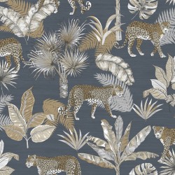 DUTCH WALLCOVERINGS Papel de pared leopardo negro y beige