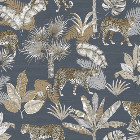 DUTCH WALLCOVERINGS Papel de pared leopardo negro y beige