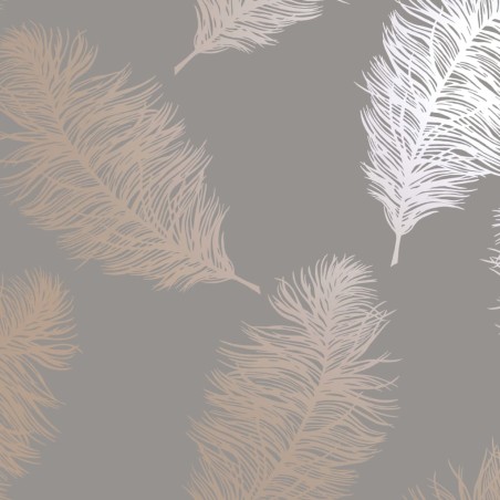 DUTCH WALLCOVERINGS Papel pintado Fawning Feather gris y oro rosa