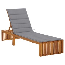vidaXL Tumbona con cojín madera maciza de acacia 