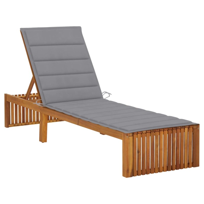 vidaXL Tumbona con cojín madera maciza de acacia vidaXL Tumbona con cojín madera maciza de acacia