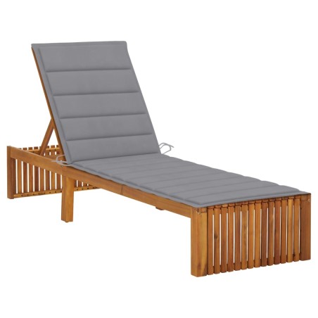 vidaXL Tumbona con cojín madera maciza de acacia 