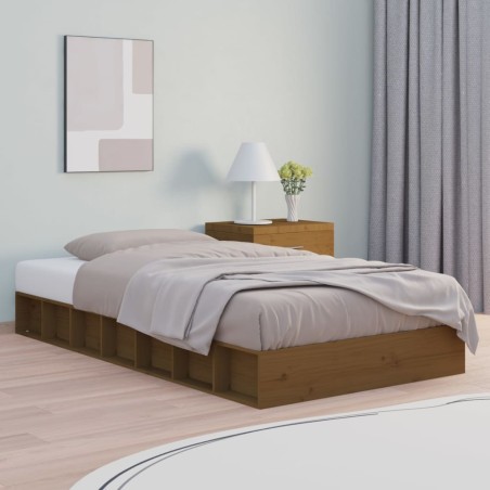 vidaXL Estructura cama individual madera maciza marrón miel 75x190 cm