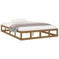 vidaXL Estructura de cama doble madera maciza marrón miel 135x190 cm vidaXL Estructura de cama doble madera maciza marrón miel 135x190 cm