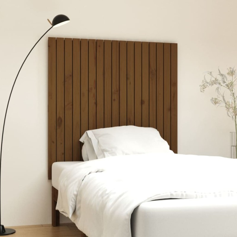 vidaXL Cabecero de cama de pared madera pino marrón miel 108x3x110 cm vidaXL Cabecero de cama de pared madera pino marrón miel 108x3x110 cm
