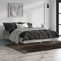 vidaXL Estructura de cama madera contrachapada gris hormigón 135x190cm