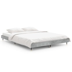 vidaXL Estructura de cama madera contrachapada gris hormigón 135x190cm