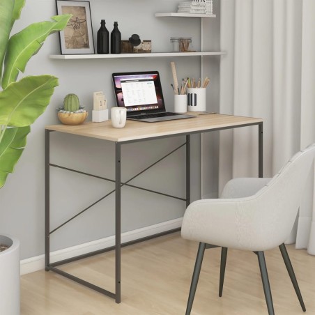 vidaXL Escritorio de ordenador madera de ingeniería negro y roble