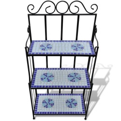 vidaXL Soporte de plantas mosaico azul y blanco