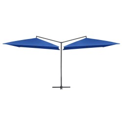 vidaXL Sombrilla doble de jardín palo de acero azul azure 250x250 cm 