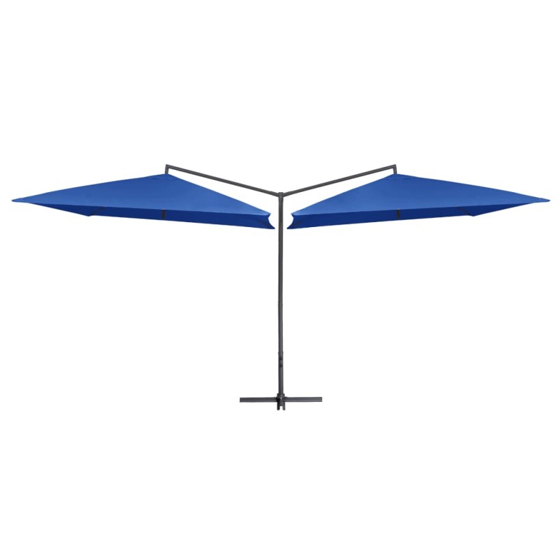 vidaXL Sombrilla doble de jardín palo de acero azul azure 250x250 cm vidaXL Sombrilla doble de jardín palo de acero azul azure 250x250 cm