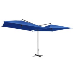vidaXL Sombrilla doble de jardín palo de acero azul azure 250x250 cm 