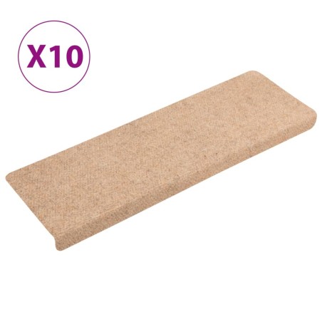 vidaXL Alfombrillas de escalera 10 unidades marrón 65x21x4 cm