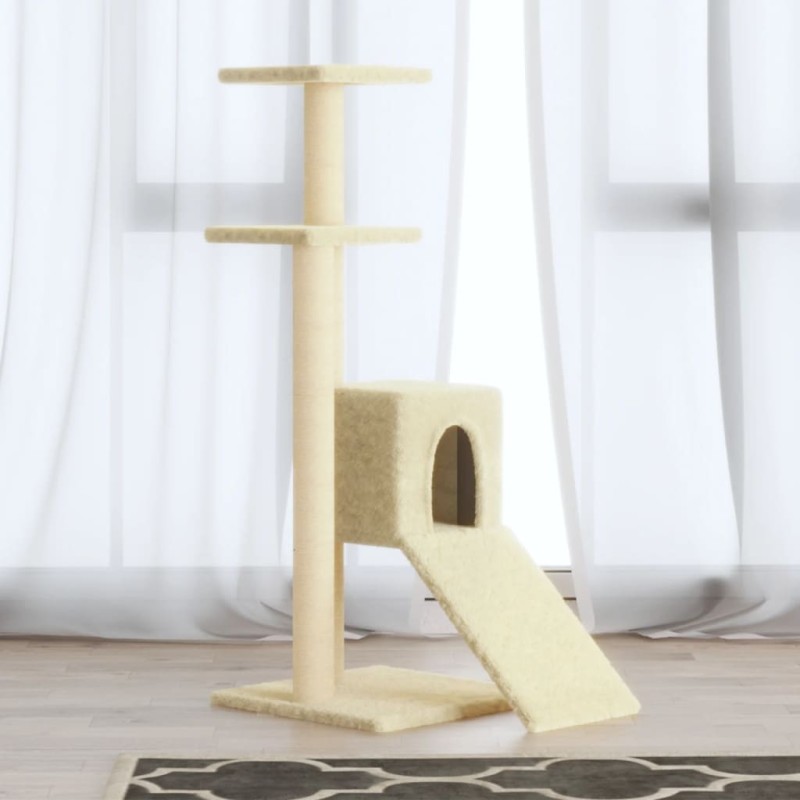 vidaXL Rascador para gatos con postes de sisal color crema 92 cm 