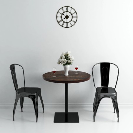 vidaXL Mesa de bar bistró MDF y acero redonda fresno oscuro 80x75 cm 