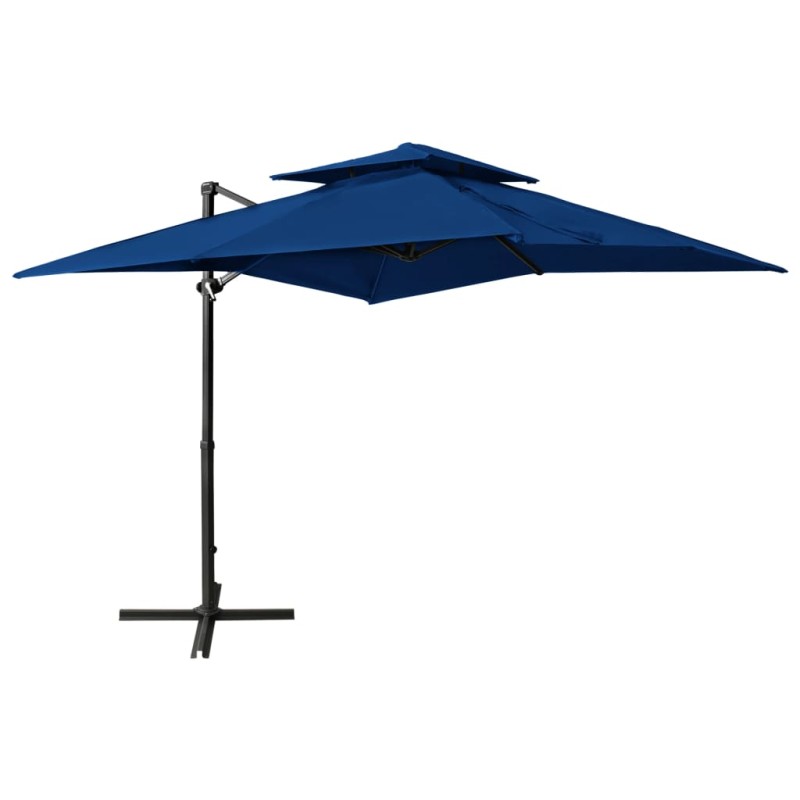 vidaXL Sombrilla voladiza con tapa doble azul azure 250x250 cm vidaXL Sombrilla voladiza con tapa doble azul azure 250x250 cm
