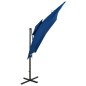 vidaXL Sombrilla voladiza con tapa doble azul azure 250x250 cm vidaXL Sombrilla voladiza con tapa doble azul azure 250x250 cm