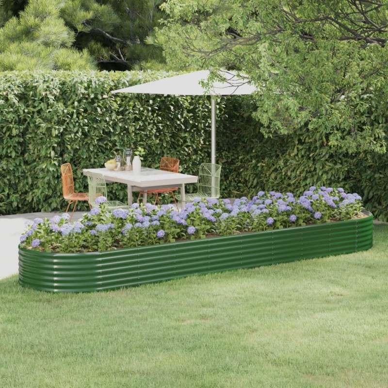 vidaXL Jardinera arriate acero recubrimiento polvo verde 396x100x36 cm vidaXL Jardinera arriate acero recubrimiento polvo verde 396x100x36 cm