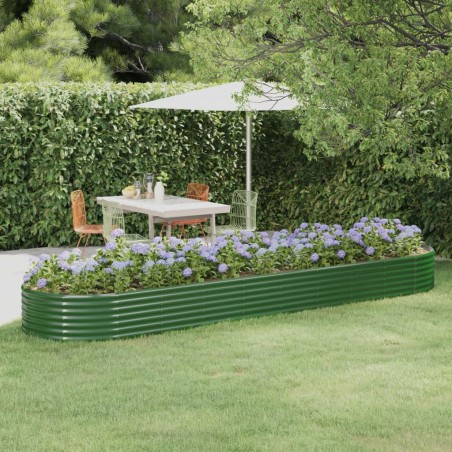 vidaXL Jardinera arriate acero recubrimiento polvo verde 396x100x36 cm