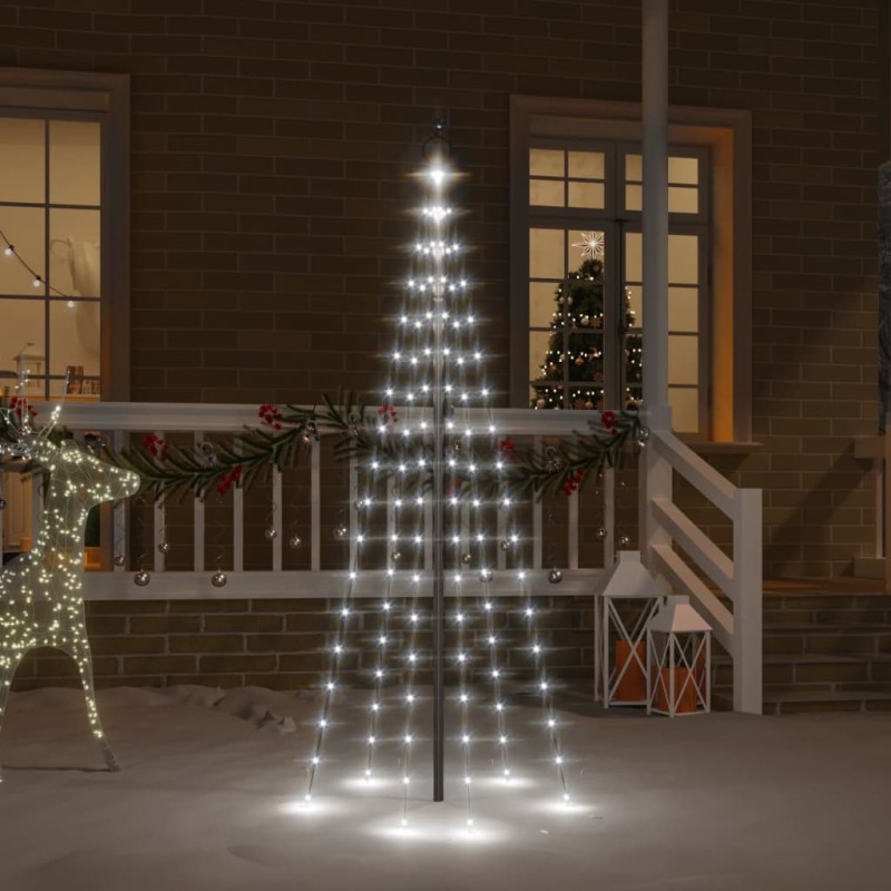 vidaXL Árbol de Navidad en asta de bandera 108 LED blanco frío 180cm vidaXL Árbol de Navidad en asta de bandera 108 LED blanco frío 180cm