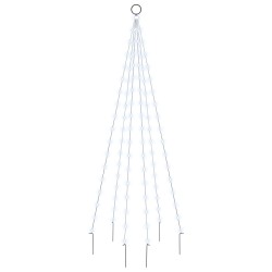 vidaXL Árbol de Navidad en asta de bandera 108 LED blanco frío 180cm