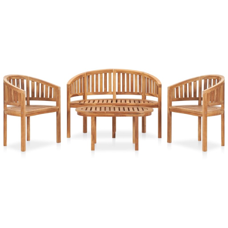 vidaXL Juego de muebles de jardín 4 piezas madera maciza de teca vidaXL Juego de muebles de jardín 4 piezas madera maciza de teca