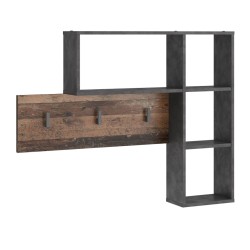 FMD Perchero de pared 4 compartimentos abiertos gris marrón oscuro