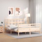 vidaXL Estructura de cama de matrimonio con cabecero madera maciza vidaXL Estructura de cama de matrimonio con cabecero madera maciza