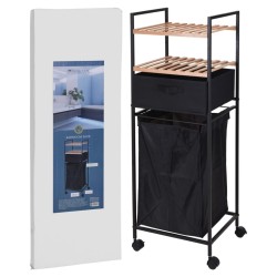 Bathroom Solutions Estantería 2 estantes y cesto colada bambú 109 cm