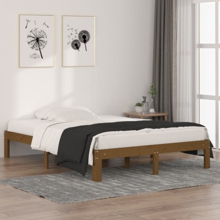 vidaXL Estructura de cama madera doble marrón miel 135x190 cm