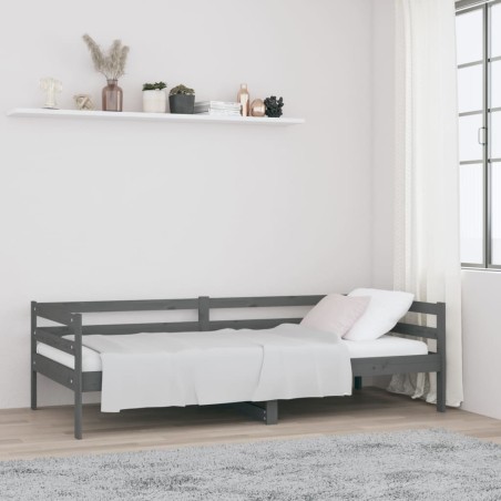 vidaXL Sofá cama madera maciza de pino gris 80x200 cm
