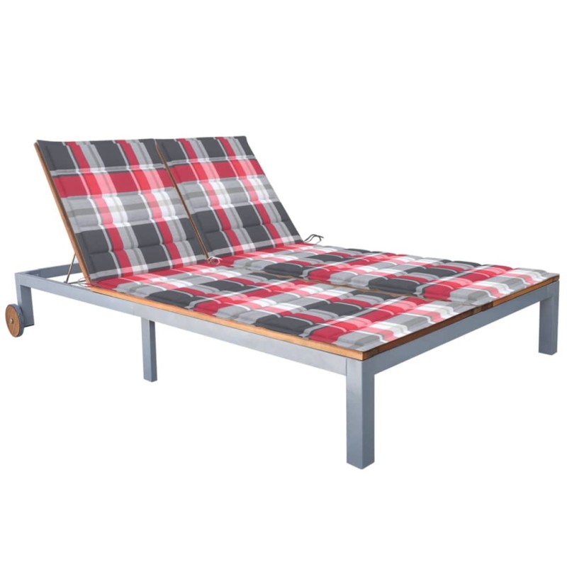 vidaXL Tumbona 2 personas con cojín madera maciza de acacia y acero vidaXL Tumbona 2 personas con cojín madera maciza de acacia y acero