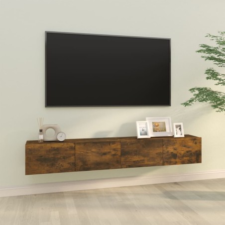 vidaXL Mueble TV de pared 2 uds madera contrachapada roble 100x30x30cm